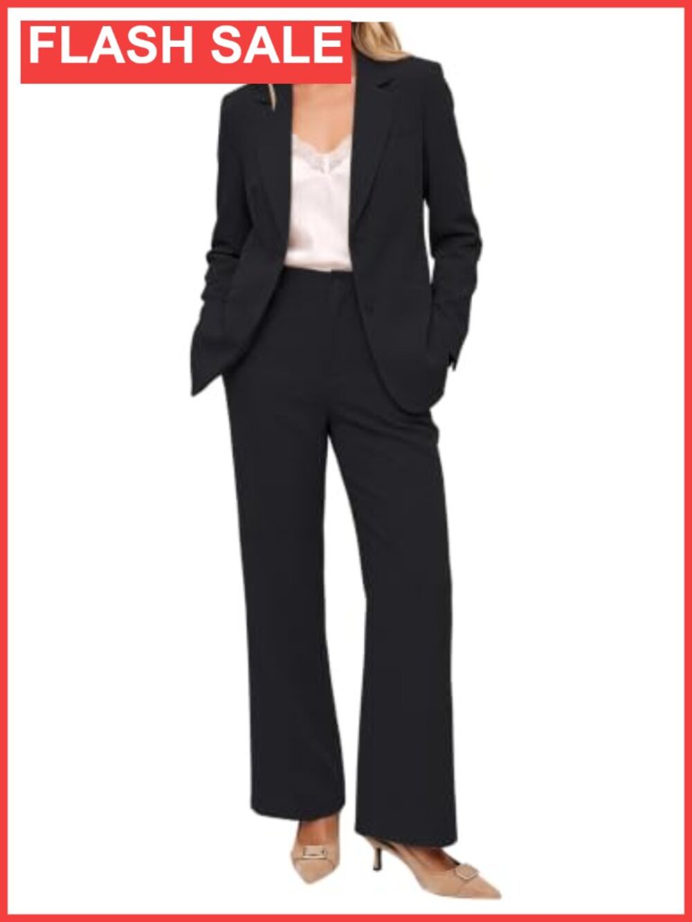 Women's 2 Piece Pantsuit Bootcut Business Casual Long Sleeve Set